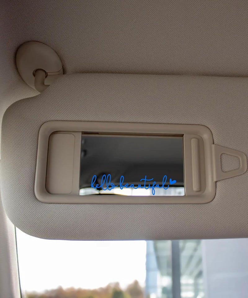 RACOONA Rearview Mirror Decal,Hello Beautiful Decal,Car Accessories Stickers Rearview Mirror Sticker (Blue) - Image 4